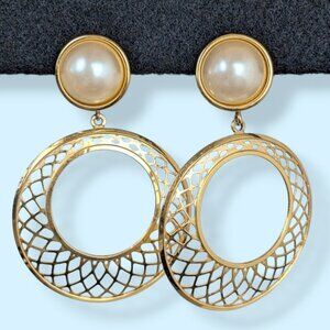 Vintage Monet Pearly Cut Out Earrings